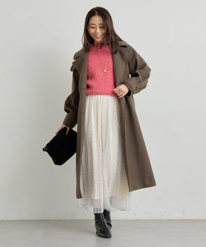 仿羊毛輕質針織長款大衣