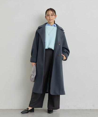 仿羊毛輕質針織長款大衣