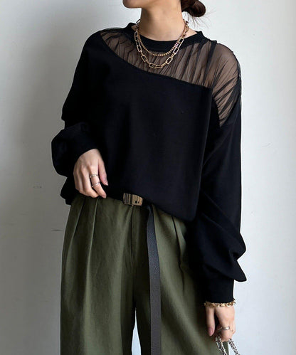 透視拼接針織衫