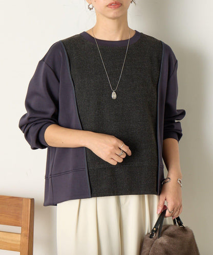 保暖拼接後褶長袖T恤