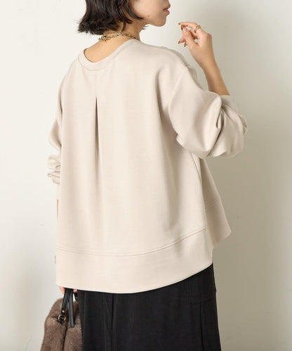 保暖拼接後褶長袖T恤