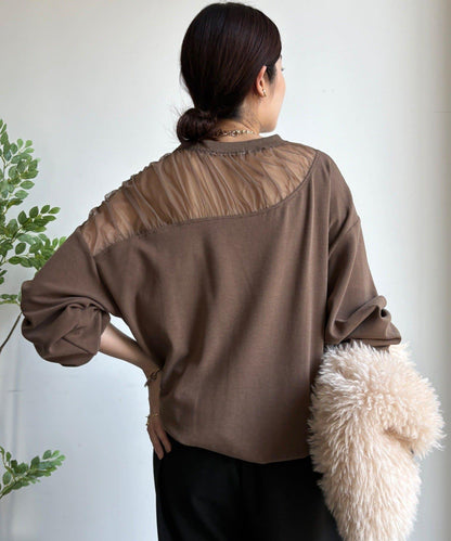 透視拼接針織衫