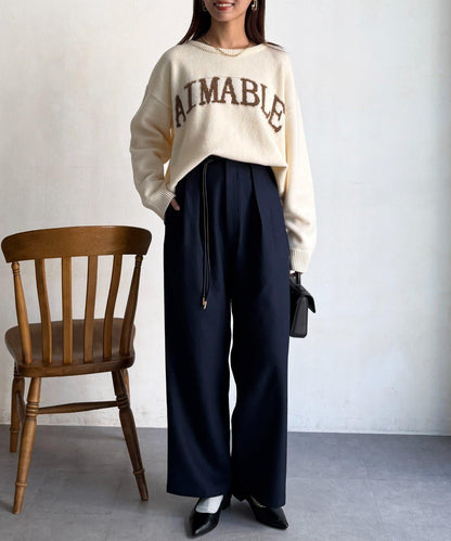 配合成皮帶長褲