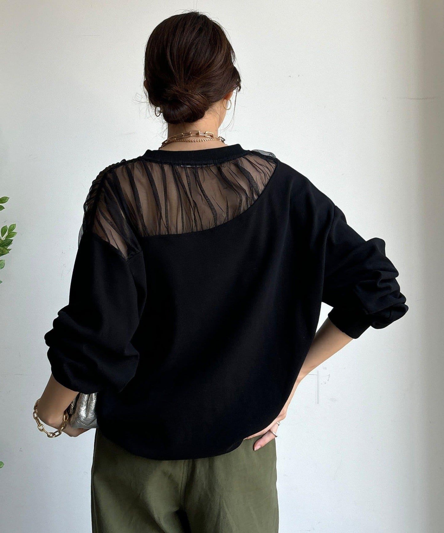 透視拼接針織衫