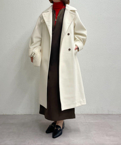 仿羊毛輕質針織長款大衣