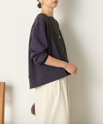 保暖拼接後褶長袖T恤