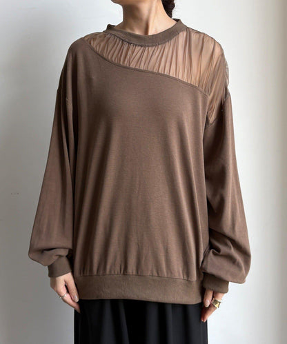 透視拼接針織衫