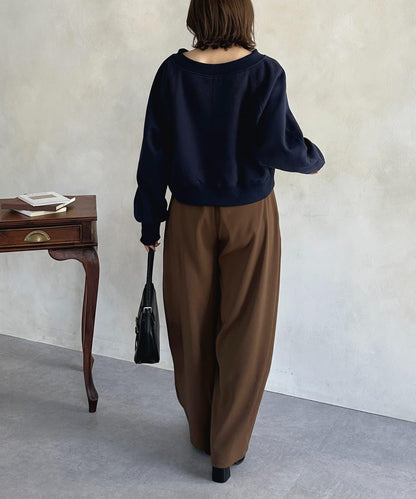 V領刺繡標誌加絨套頭衫