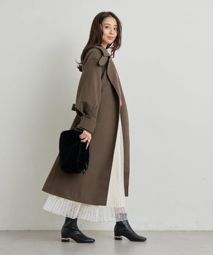 仿羊毛輕質針織長款大衣