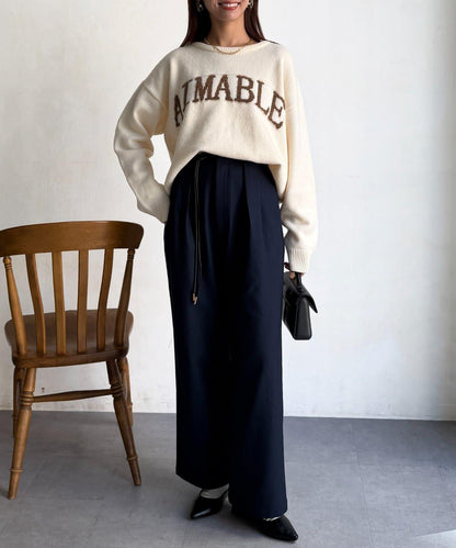 配合成皮帶長褲