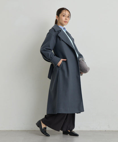 仿羊毛輕質針織長款大衣