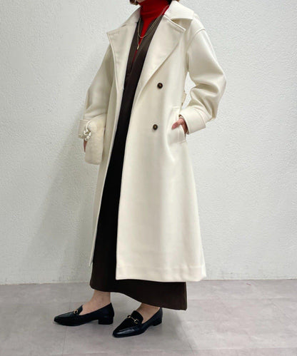 仿羊毛輕質針織長款大衣