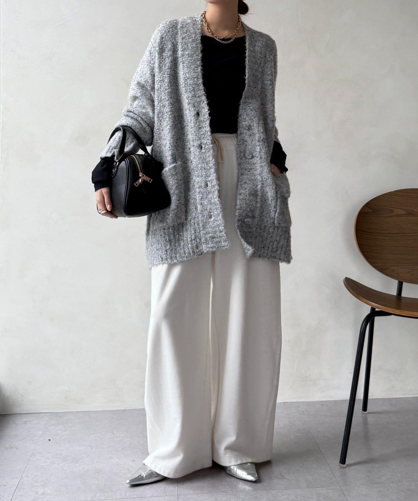 可水洗彩色紗點開衫