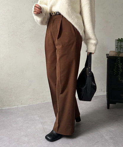 羊毛感直筒西裝褲