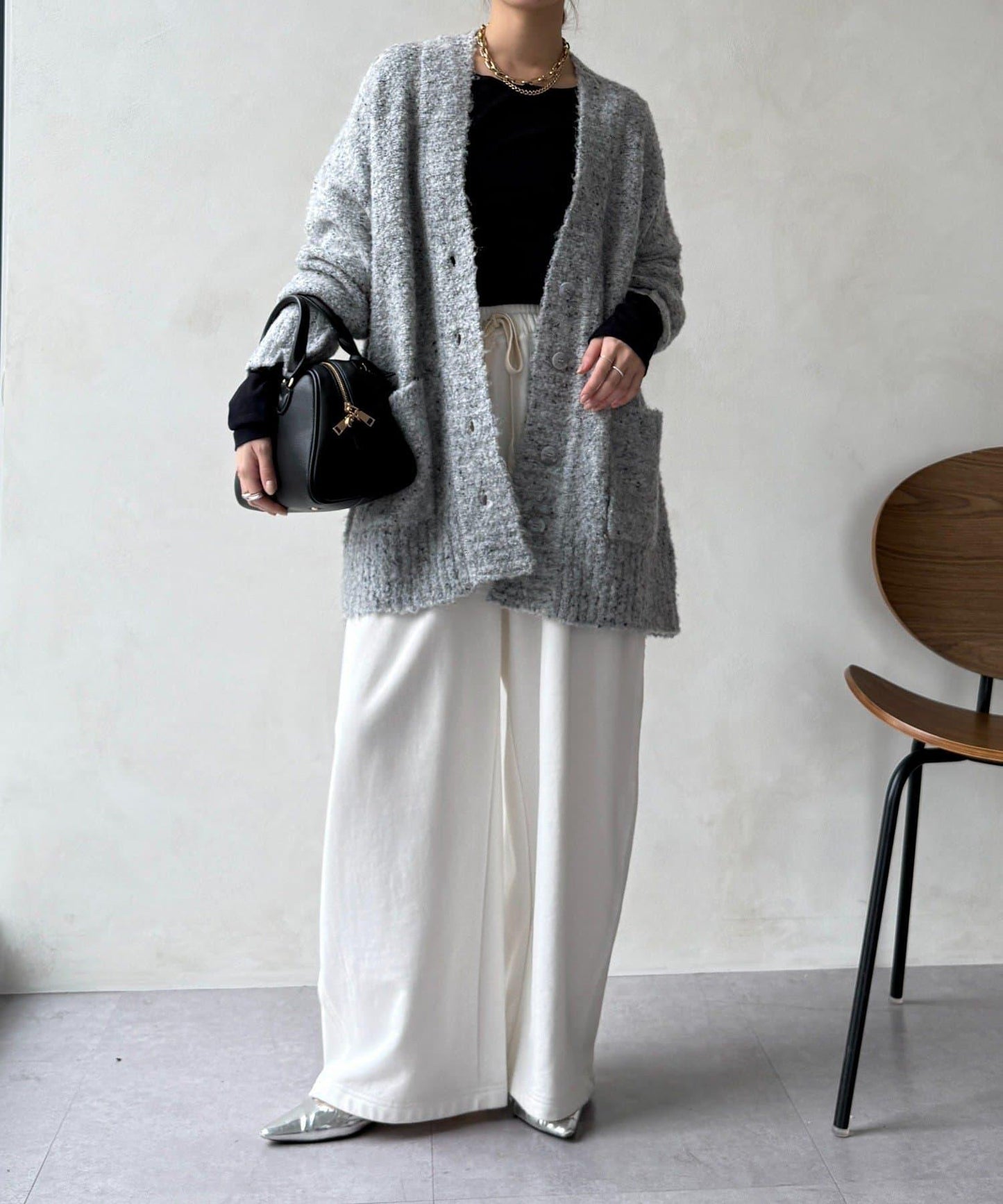 可水洗彩色紗點開衫