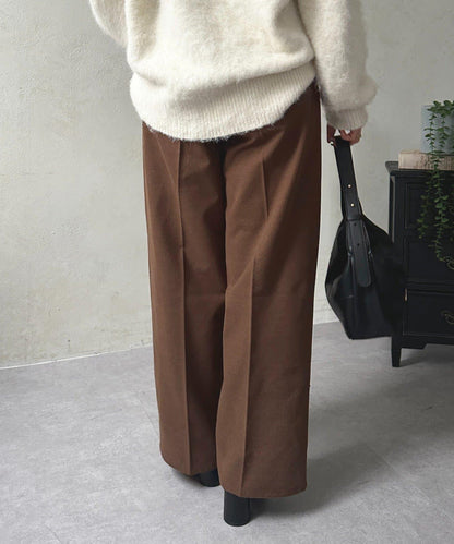 羊毛感直筒西裝褲