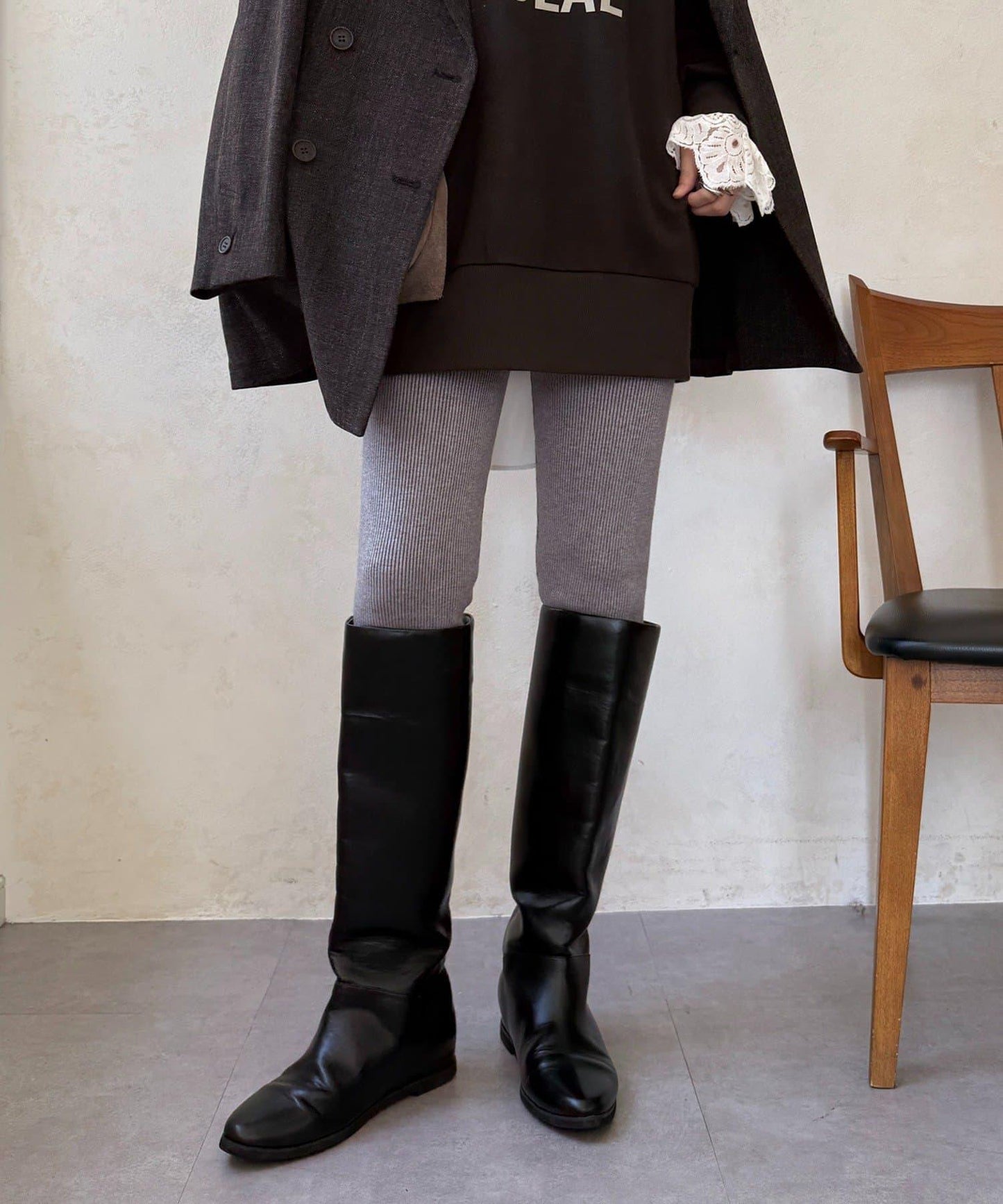 加絨針織打底褲