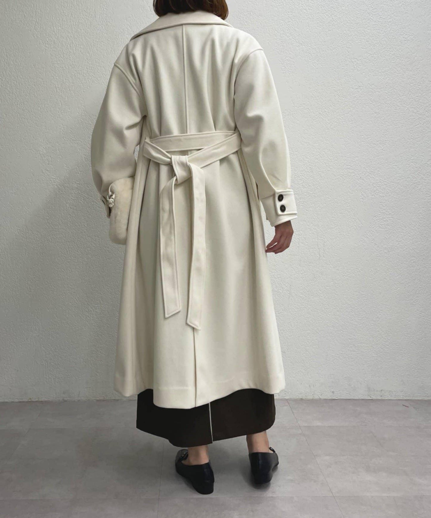 仿羊毛輕質針織長款大衣