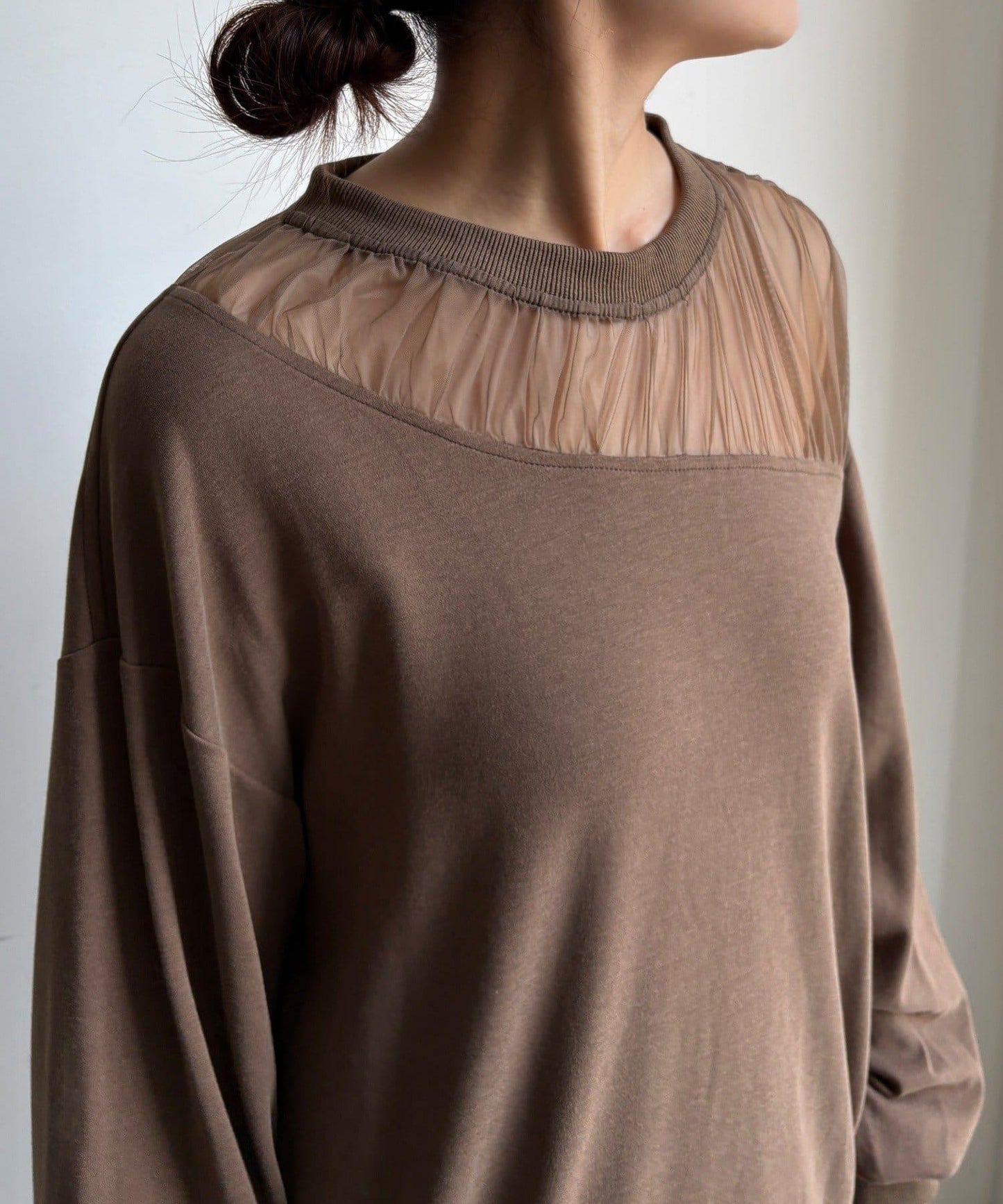 透視拼接針織衫