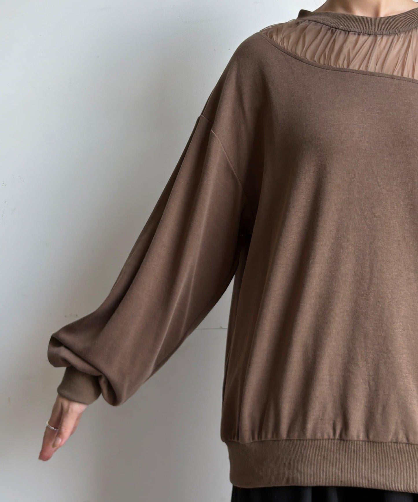 透視拼接針織衫