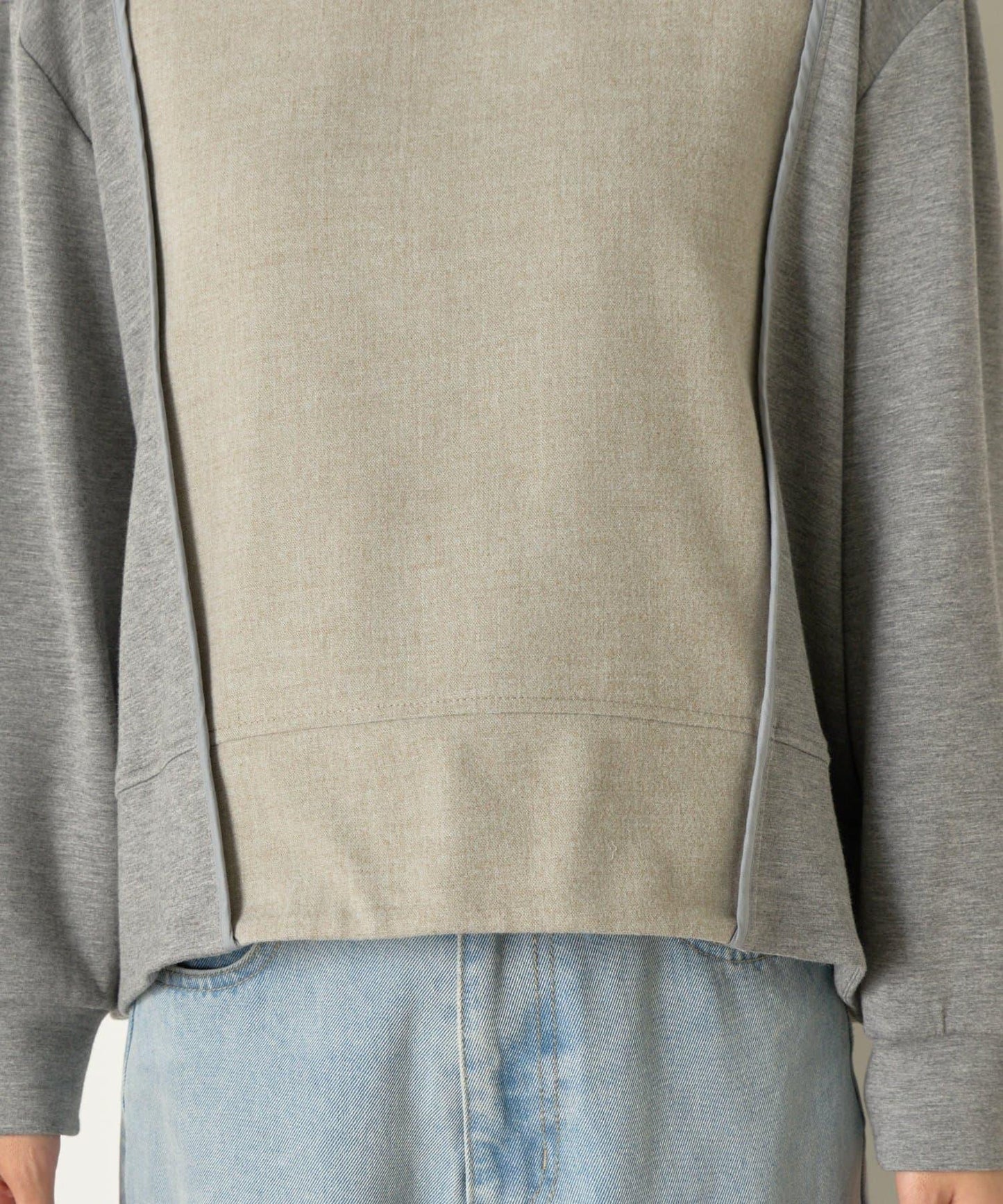 保暖拼接後褶長袖T恤