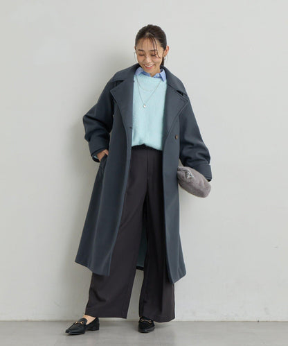 仿羊毛輕質針織長款大衣