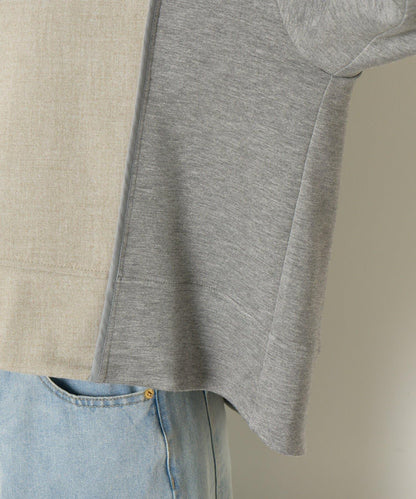 保暖拼接後褶長袖T恤