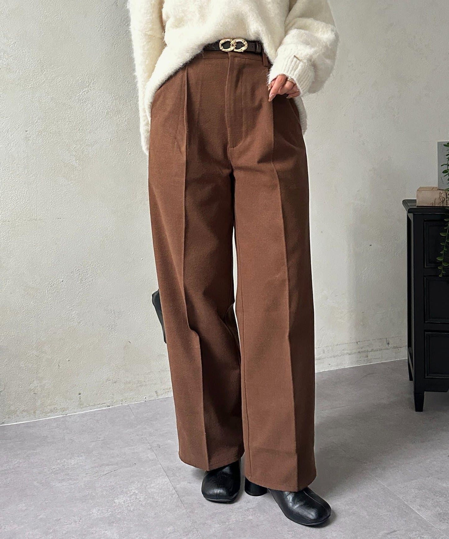 羊毛感直筒西裝褲