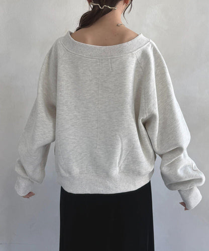 V領刺繡標誌加絨套頭衫