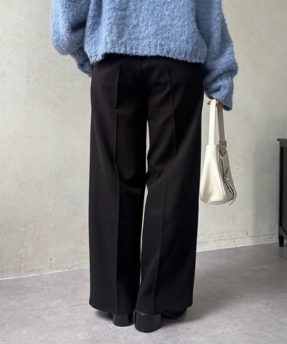 羊毛感直筒西裝褲