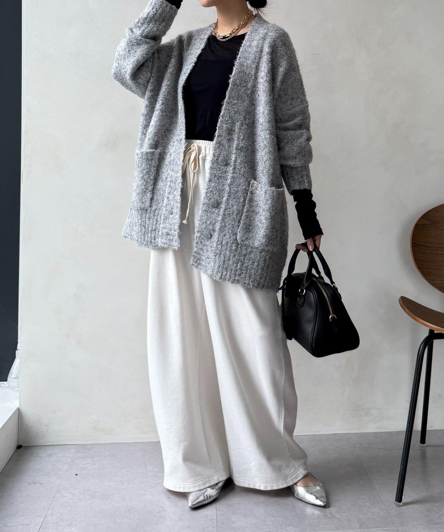 可水洗彩色紗點開衫