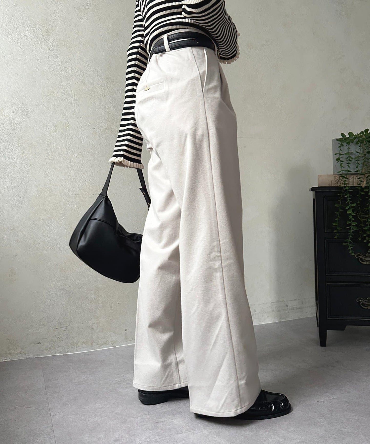 羊毛感直筒西裝褲