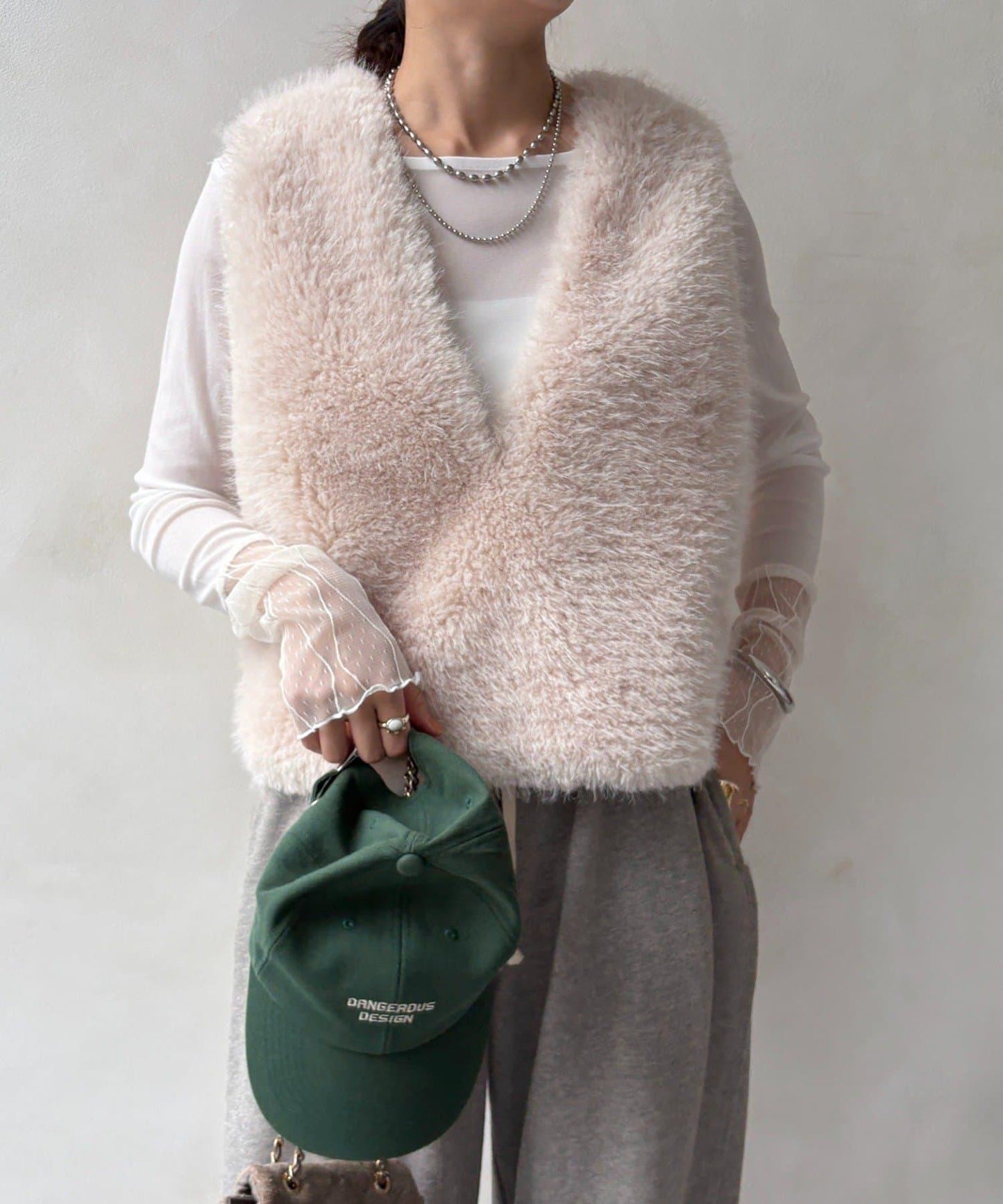 蕾絲網紗拼接透視T恤