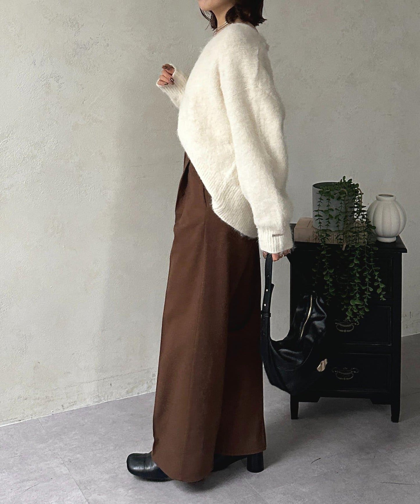 羊毛感直筒西裝褲