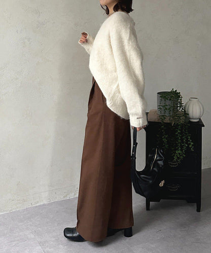 羊毛感直筒西裝褲