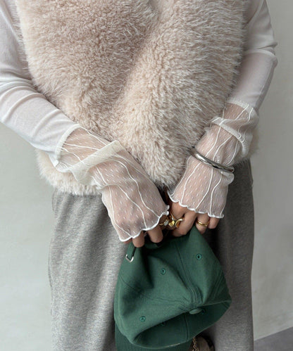 蕾絲網紗拼接透視T恤