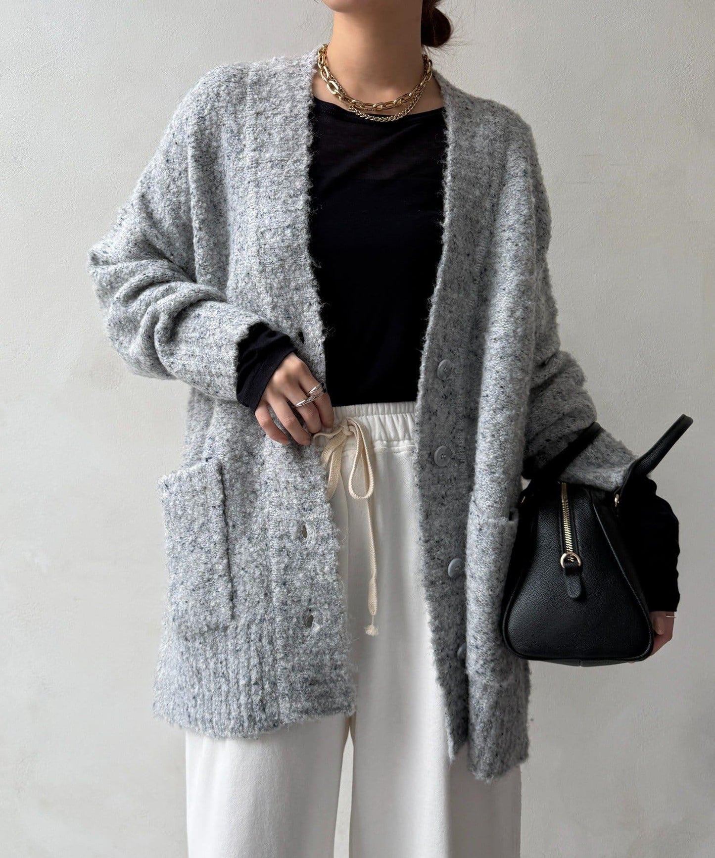 可水洗彩色紗點開衫