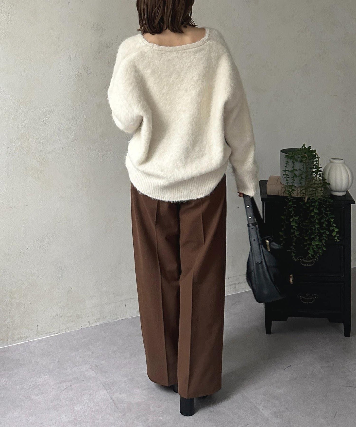 羊毛感直筒西裝褲