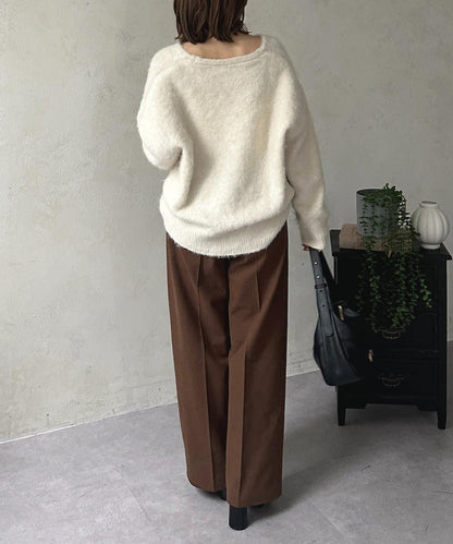 羊毛感直筒西裝褲