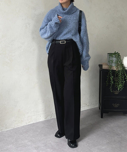 羊毛感直筒西裝褲