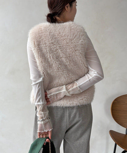 蕾絲網紗拼接透視T恤