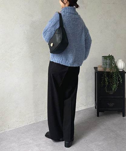 羊毛感直筒西裝褲