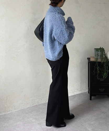 羊毛感直筒西裝褲