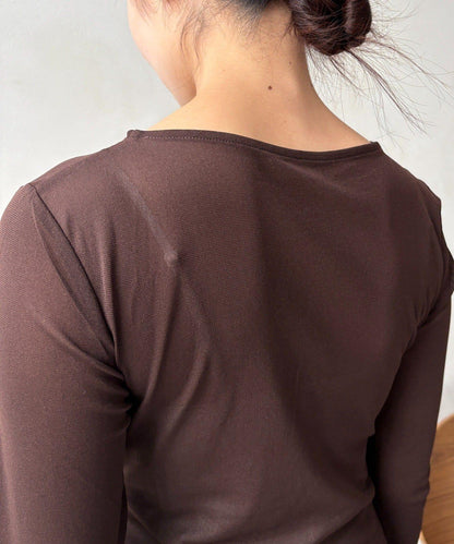 蕾絲網紗拼接透視T恤