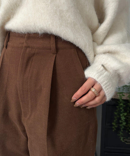 羊毛感直筒西裝褲