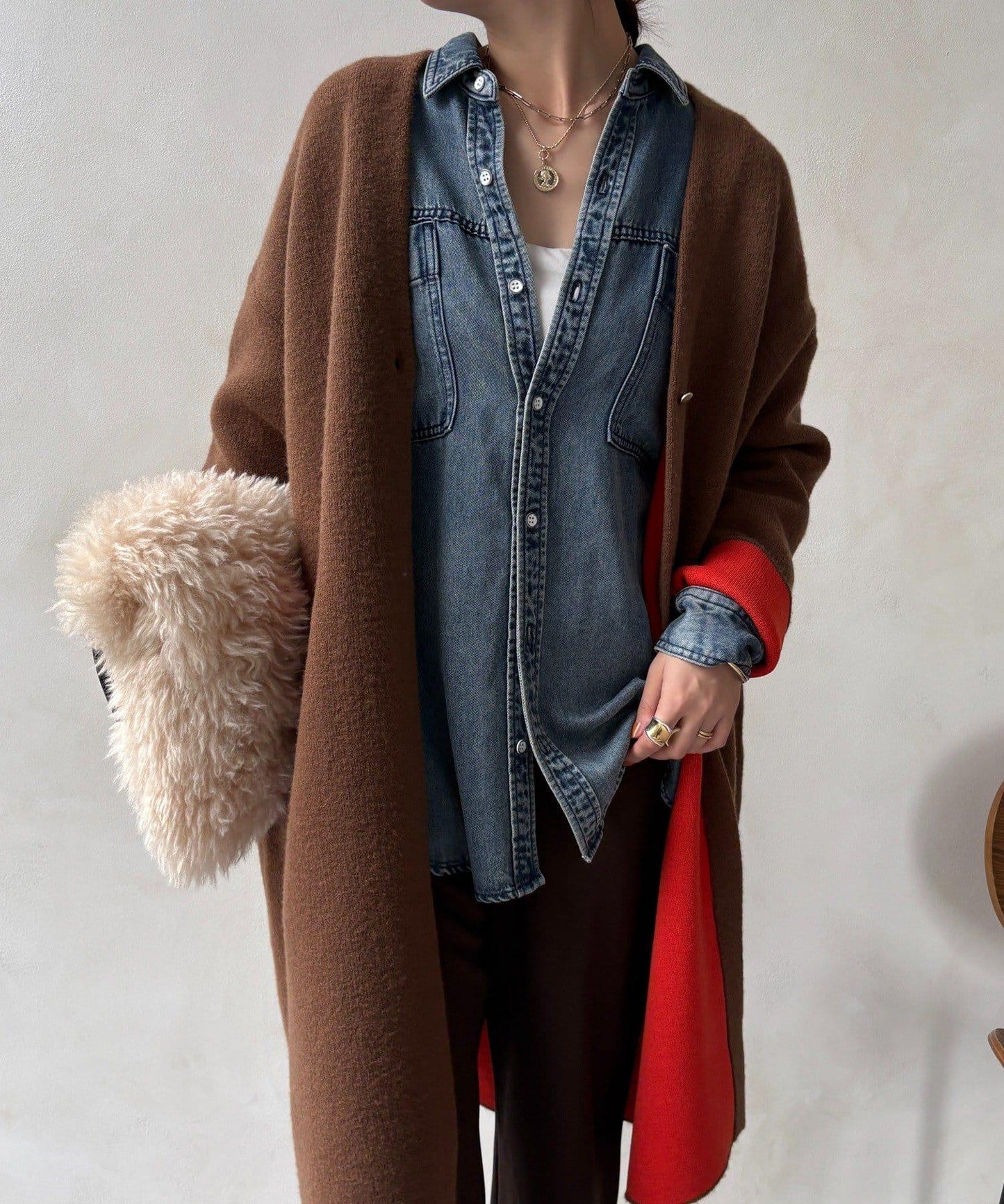 雙面針織長款開衫