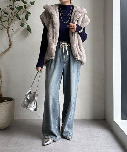 高領羅紋針織衫