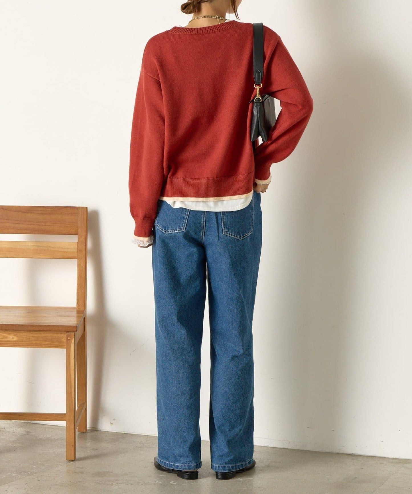 羅紋口袋拼色針織衫