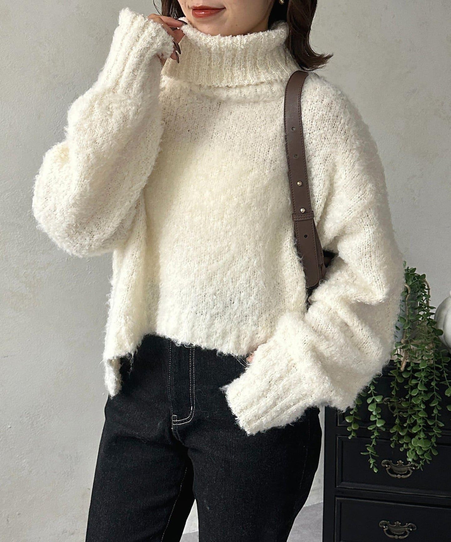 圈圈紗高領針織衫