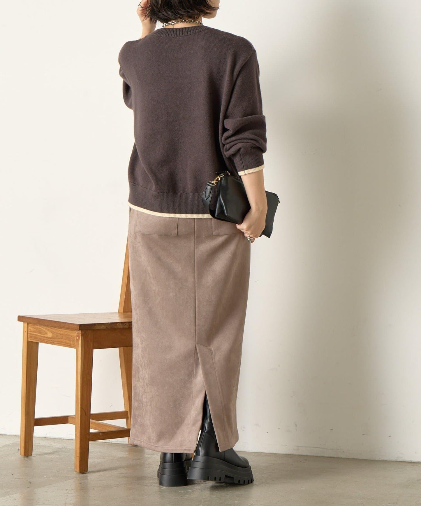 羅紋口袋拼色針織衫